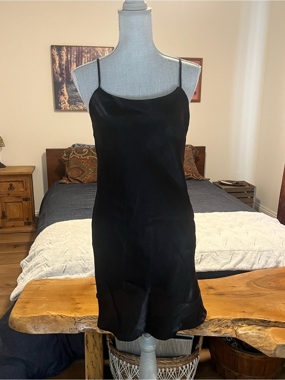 Vintage 90s Forever 21 Minimalist Satin Slip Dress Rayon Blend Whimsigoth Grunge